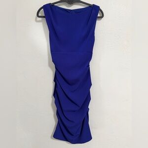 Nicole Miller Studio Cobalt Blue Ruched Open Back Cocktail Dress Size 2